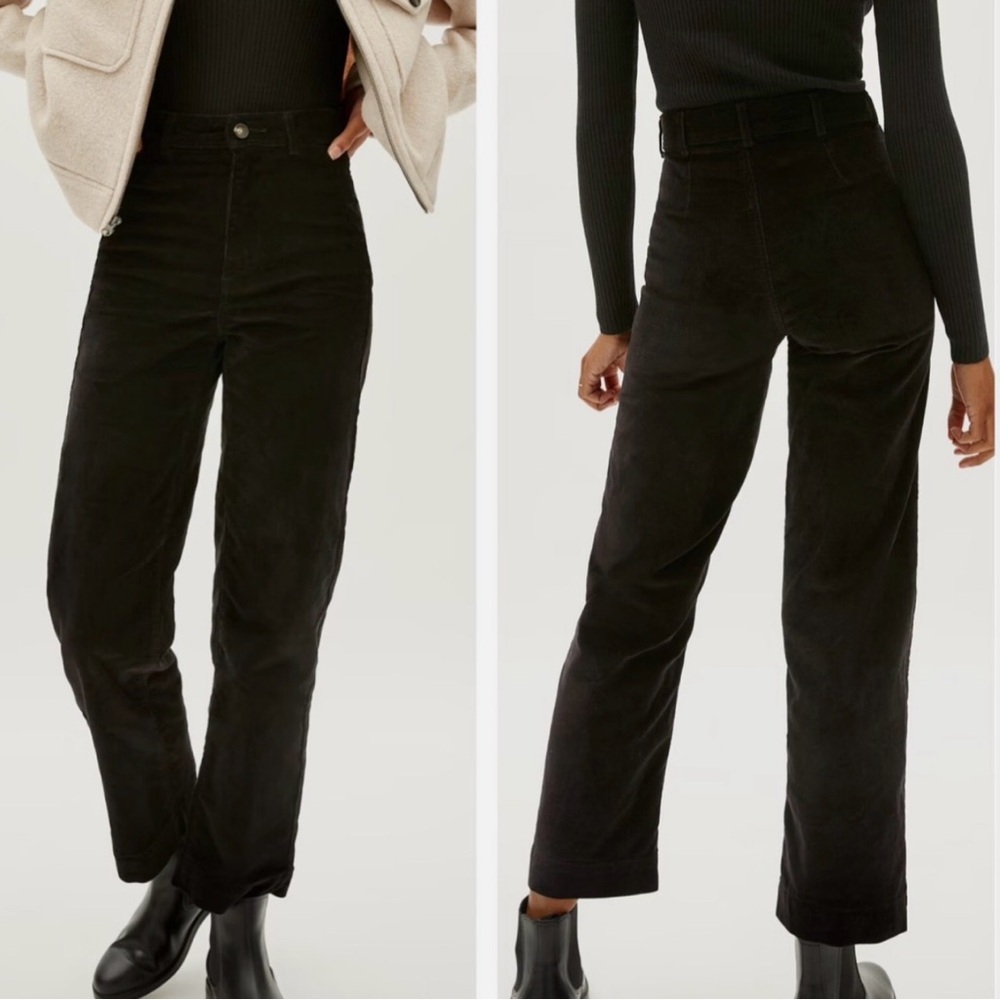 Everlane Black High-Rise Wide-Leg Corduroy Trousers